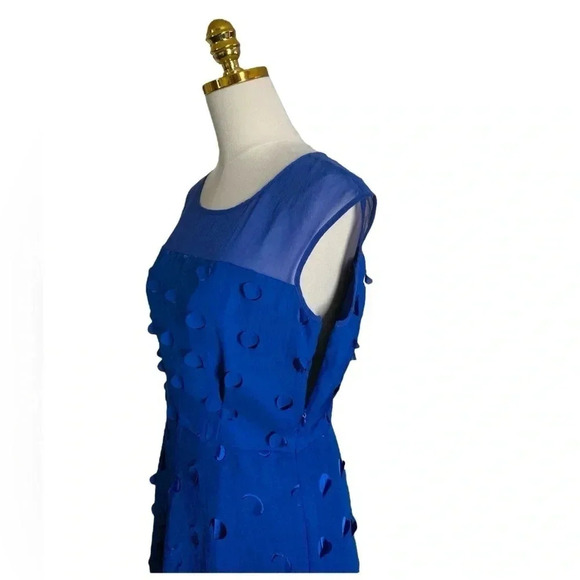 ANTONIO MELANI | Women Royal Blue Silk Nilda Fit&Flare Laser Cutout Dress Size 6 - Picture 6 of 11